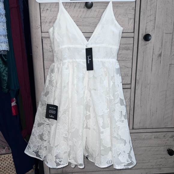 Lulu's White Floral Lace Mini Dress - Picture 2 of 5